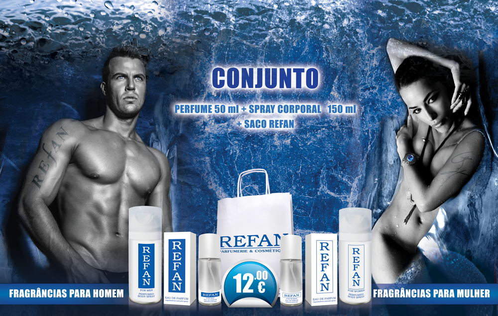 CONJUNTO perfume 50 ml + spray corporal 150 ml + saco refan