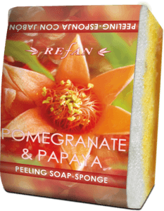 Pomegranate and Papaya Peeling soap-sponge