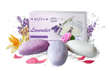 Soaps Specialized soaps Three scented tolilet soaps Lavender