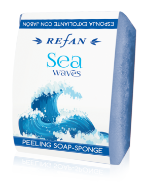 Peeling soap sponge its fresh scent is reminiscent of the sea