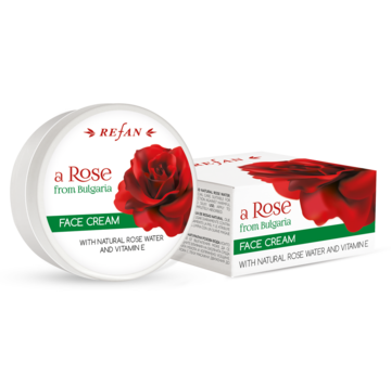 CRÊME FACIAL "ROSA DA BULGẨRIA" REFAN COM ẨGUA DE ROSA NATURAL E VITAMINA E